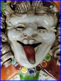 STRIKING Colorful Signed Apolito for Cottura Jester Mask Wall Art Italian