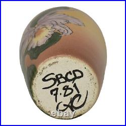 Santa Barbara Ceramic Design 1981 Art Pottery Hand Painted Iris Vase Collinson