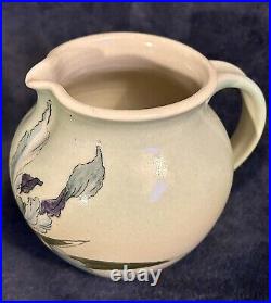 Santa Barbara Ceramic Design 1982 Art Pottery Hand Painted Pitcher Vase 7x6.5
