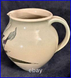 Santa Barbara Ceramic Design 1982 Art Pottery Hand Painted Pitcher Vase 7x6.5