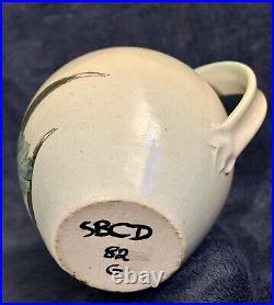 Santa Barbara Ceramic Design 1982 Art Pottery Hand Painted Pitcher Vase 7x6.5