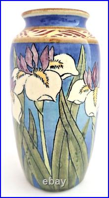 Santa Barbara Ceramic Design Art Pottery Iris Flower Vase Hand Painted #5/80