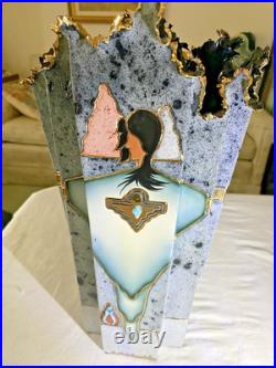 Santa Fe Style Vase by Award Winning Artist Bill Standefer with22K Gold Accents