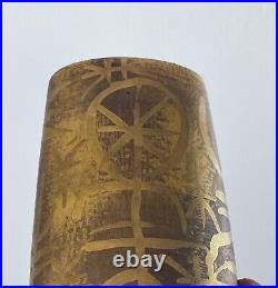 Sascha Brastoff California Studio Art Pottery Vase Vessel Vtg Mcm Gold