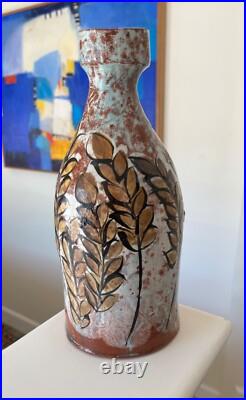 Sasha Barrett Fine Art Tall Ceramic Vase with Design of Branches Studio Pottery