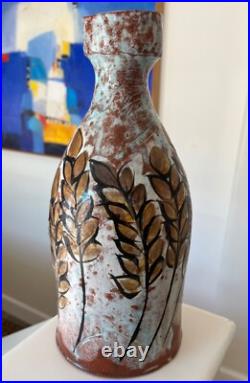 Sasha Barrett Fine Art Tall Ceramic Vase with Design of Branches Studio Pottery