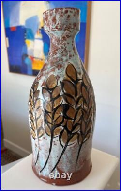 Sasha Barrett Fine Art Tall Ceramic Vase with Design of Branches Studio Pottery