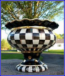 Scarce! New Mackenzie Childs Lg Courtly Check Pottery Ceramic Stoutly Vase B&w