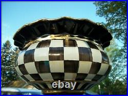 Scarce! New Mackenzie Childs Lg Courtly Check Pottery Ceramic Stoutly Vase B&w