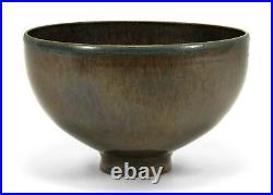 Scheier Pottery studio matte flambe brown bowl mid century modern ceramics'50s