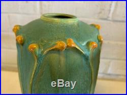Scott Draves Door Pottery Arts & Crafts Style Green Art Pottery Vase Floral Dec