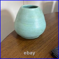 Sea Foam Green Squatty Vase. Heavy