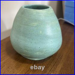 Sea Foam Green Squatty Vase. Heavy