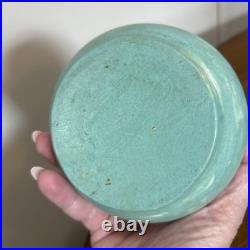 Sea Foam Green Squatty Vase. Heavy