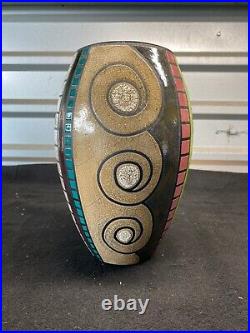 Sergio Naduville Raku Studio Art Pottery Ceramic Vase Signed 11