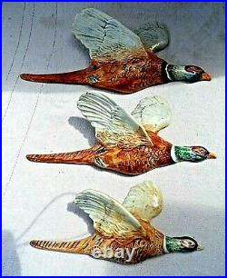 Set Of 3 Vintage Beswick Flying Pheasant 661 1/2/3 Wall Plaque Perfect Condition