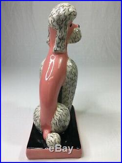 Set of 2 Vintage Hedi Schoop Ceramic Pink Poodles Large Art Figurines RARE (BH3)