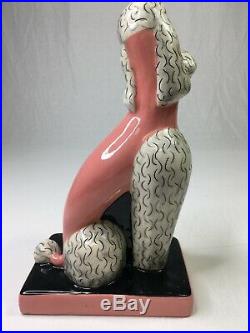 Set of 2 Vintage Hedi Schoop Ceramic Pink Poodles Large Art Figurines RARE (BH3)