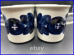 Set of 4 Arabia Finland Blue White Anemone Mugs Cups Vintage Unused