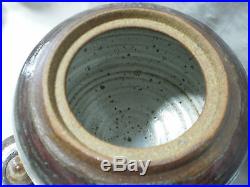 Shoji Hamada Style Studio Art Pottery Mid Mod Handcraft Bowl Lid Urn Vase SIGNED