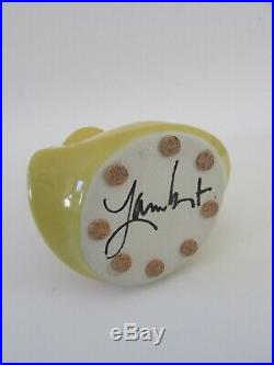 Signed 80's Michael Lambert California Studio Art Pottery Java Jig Yellow Vase