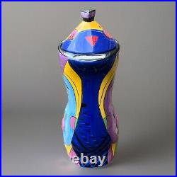 Signed Carmi Art Pottery Ceramic Pitcher Colorful Cubism Picasso Style Prototype