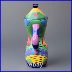 Signed Carmi Art Pottery Ceramic Pitcher Colorful Cubism Picasso Style Prototype