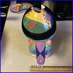 Signed Carmi Art Pottery Ceramic Pitcher Colorful Cubism Picasso Style Prototype