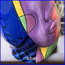 Signed Carmi Art Pottery Ceramic Pitcher Colorful Cubism Picasso Style Prototype