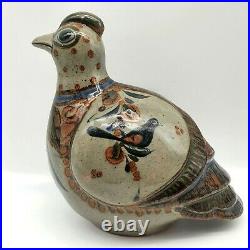 Signed Jorge Wilmot Large 9 Tonala Bird Pheasant Quail Mexico Folk Art