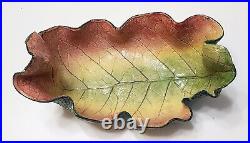 Signed Large Ceramic Art POTTERY TOBACCO LEAF Server Bowl, McCaslin, Fall Colors