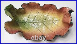 Signed Large Ceramic Art POTTERY TOBACCO LEAF Server Bowl, McCaslin, Fall Colors