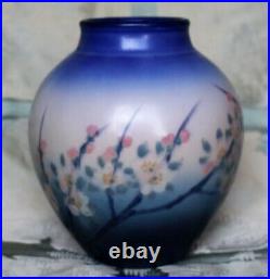 Signed Rookwood Vellum Vase with Hand Painted Floral Designs by E T Hurley -1930