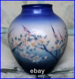 Signed Rookwood Vellum Vase with Hand Painted Floral Designs by E T Hurley -1930