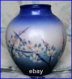 Signed Rookwood Vellum Vase with Hand Painted Floral Designs by E T Hurley -1930