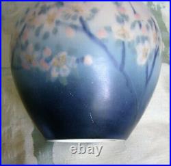 Signed Rookwood Vellum Vase with Hand Painted Floral Designs by E T Hurley -1930