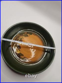 Signed Studio Art Pottery Coffee Pot w Lid & Underplate 8.5 Hand Painted