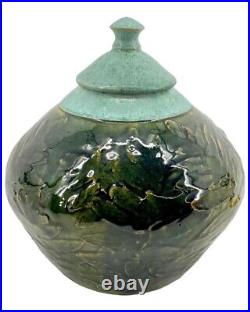 Signed Wayne Smith Art Pottery Wonderful Leaf Ceramic Lidded Vessel