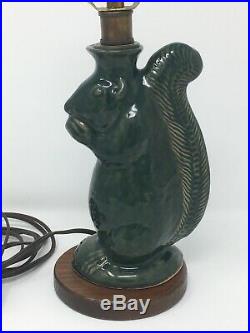 Squirrel Lamp Rowe Pottery Works Ceramic Art Old Salem Bob Limberlake Vintage