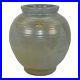 Stangl Vintage Art Deco Pottery Blue And Tan Ribbed Ball Shaped Ceramic Vase