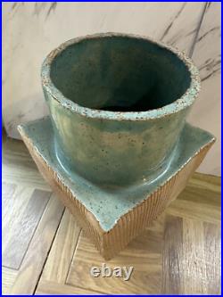 Studio Art Ceramic Vase Pottery Geometric Contemporary Vessel Signed 11 Decor