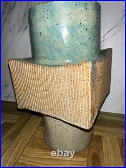 Studio Art Ceramic Vase Pottery Geometric Contemporary Vessel Signed 11 Decor