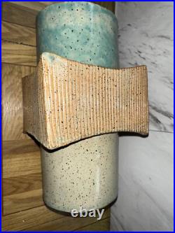 Studio Art Ceramic Vase Pottery Geometric Contemporary Vessel Signed 11 Decor