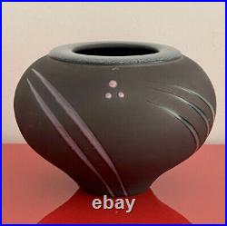 Studio Art Pottery 80s Postmodern Abstract Bulbous Raku Ceramic Vase Michael Cho