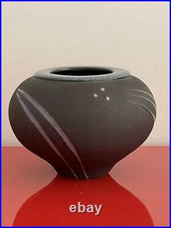 Studio Art Pottery 80s Postmodern Abstract Bulbous Raku Ceramic Vase Michael Cho