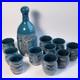 Studio Art Pottery Ceramic Decanter And Cups Ripple Glaze Set of 11 Signed