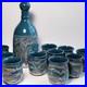 Studio Art Pottery Ceramic Decanter And Cups Ripple Glaze Set of 11 Signed
