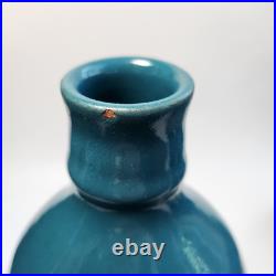 Studio Art Pottery Ceramic Decanter And Cups Ripple Glaze Set of 11 Signed