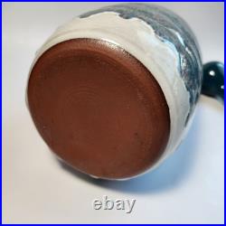 Studio Art Pottery Ceramic Decanter And Cups Ripple Glaze Set of 11 Signed