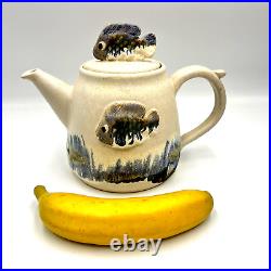 Studio Art Pottery Ceramic Fish teapot Signed
